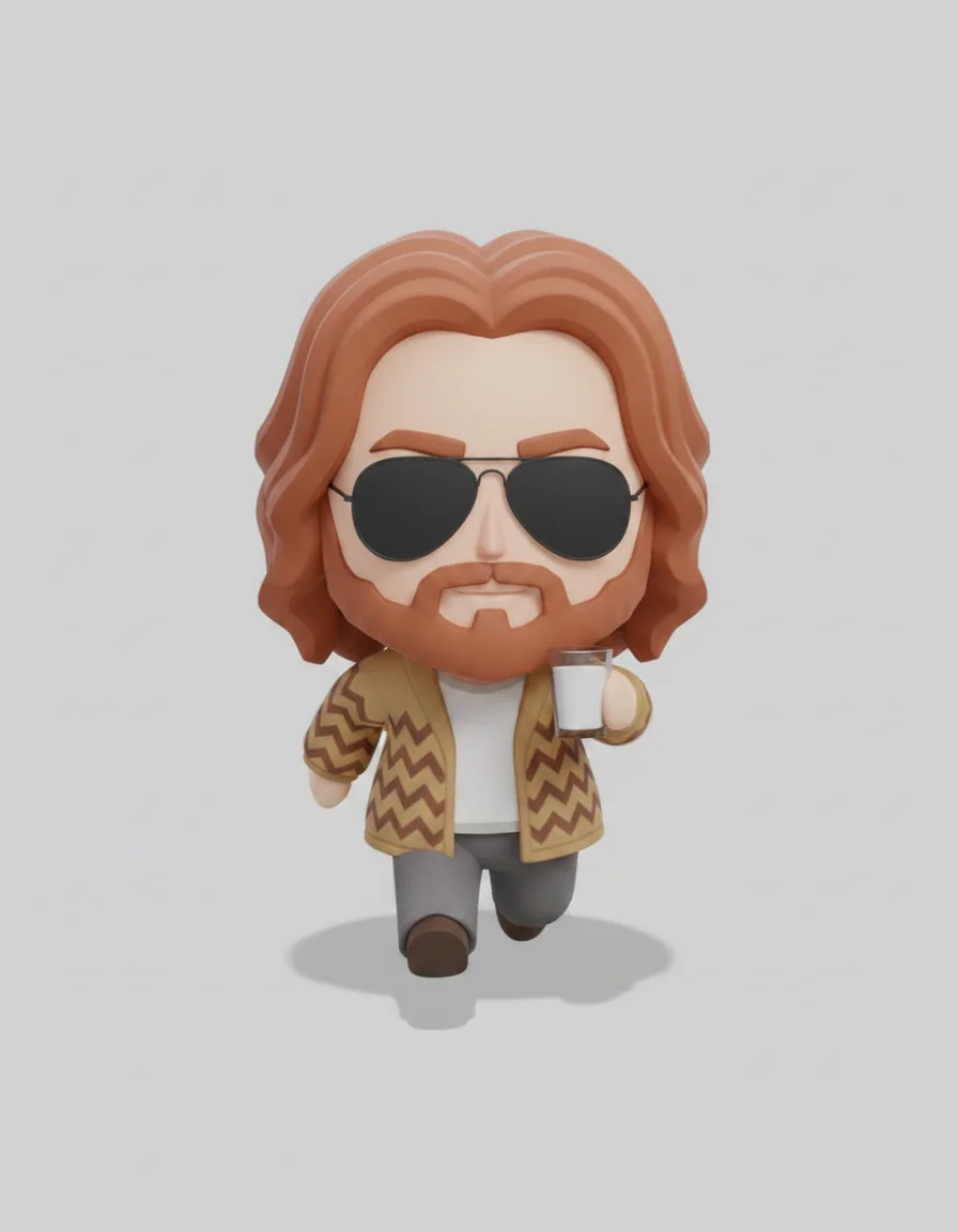 The chibi Simon character mid-stride, first running frame, cup still in hand.