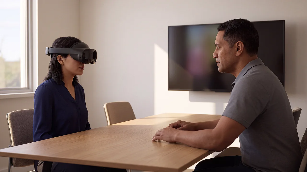 An HR adviser discusses return-to-work with a colleague. A VR training scenario for workplace and enterprise.