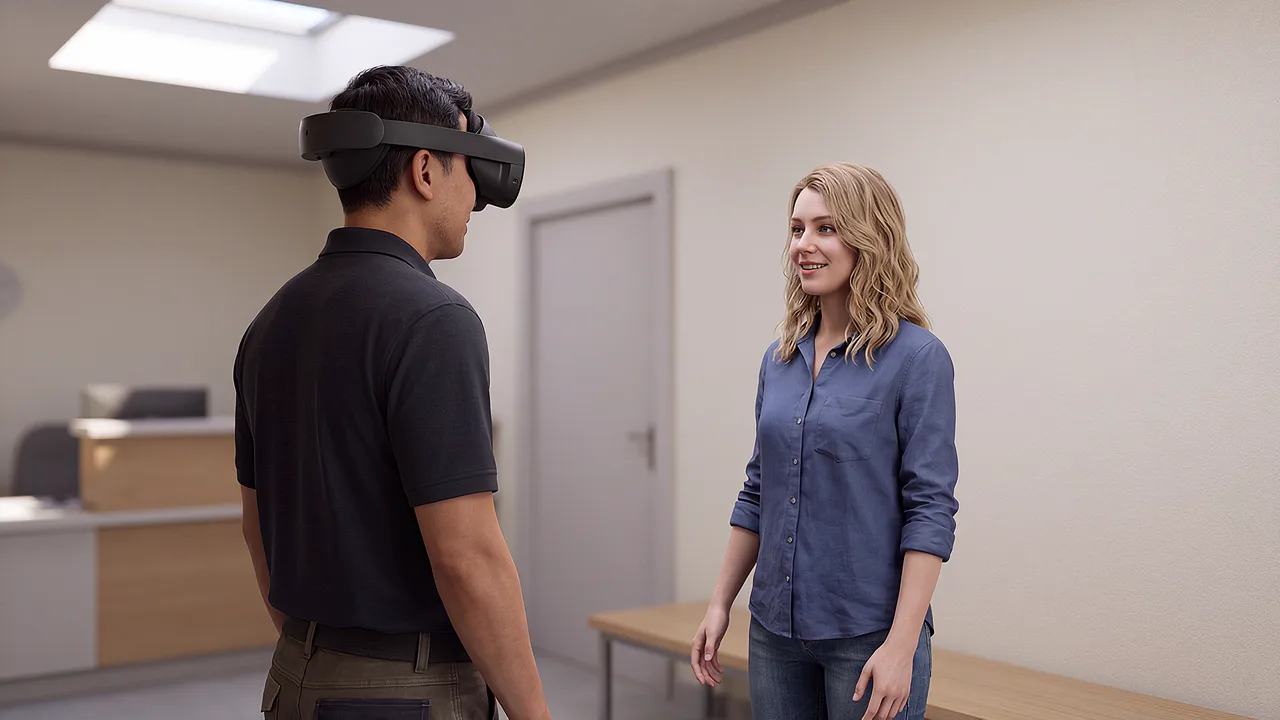 A shelter officer talks about adopting an animal. A VR training scenario for government and public sector.