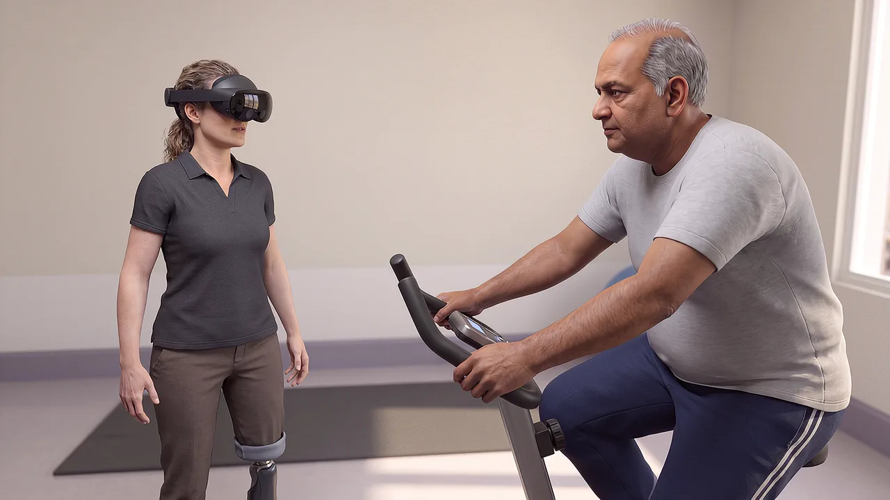 A cardiac rehab gym session, one of the module's healthcare settings.