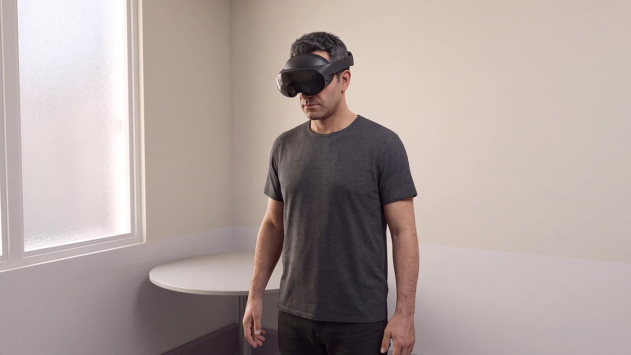 A duty lawyer alone in an interview room. A VR training scenario for justice and community services.