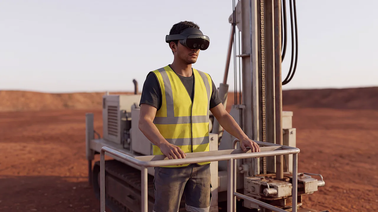 A drill trainee alone at the operator's stand. A VR training scenario for mining and resources.