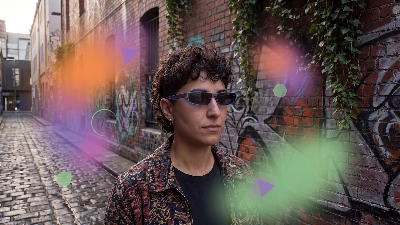 Colour fields glow across wet cobbles. A VR training scenario for augmented reality.