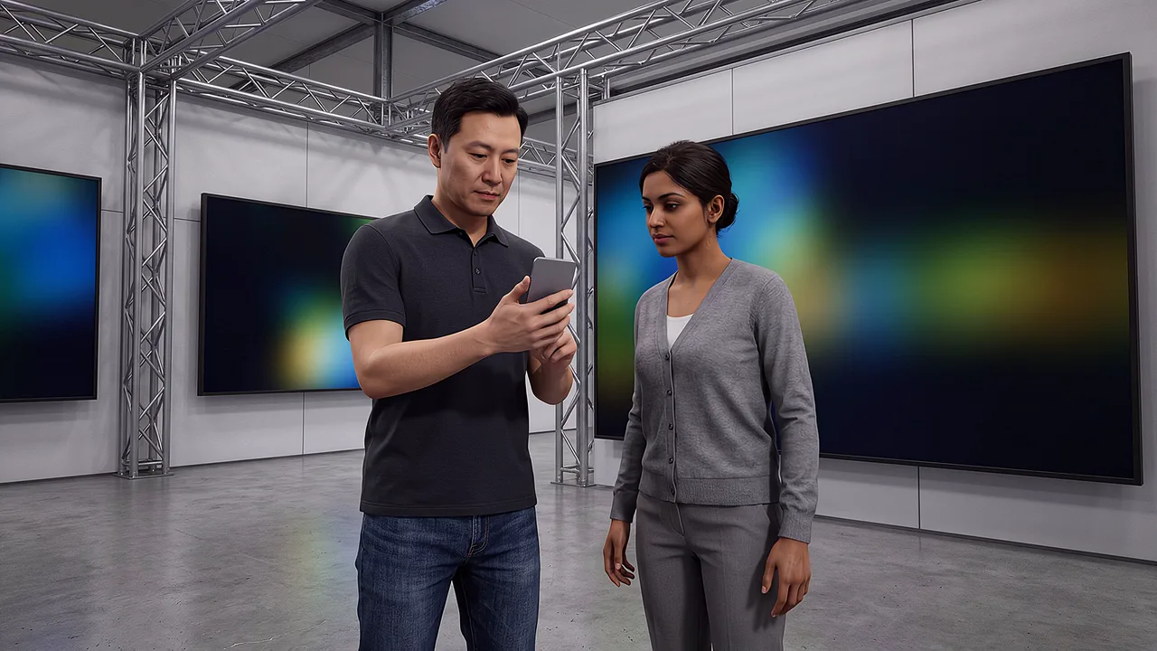 Two developers watch media tiles appear. A rapid prototyping scenario for fast builds, from idea to working product.