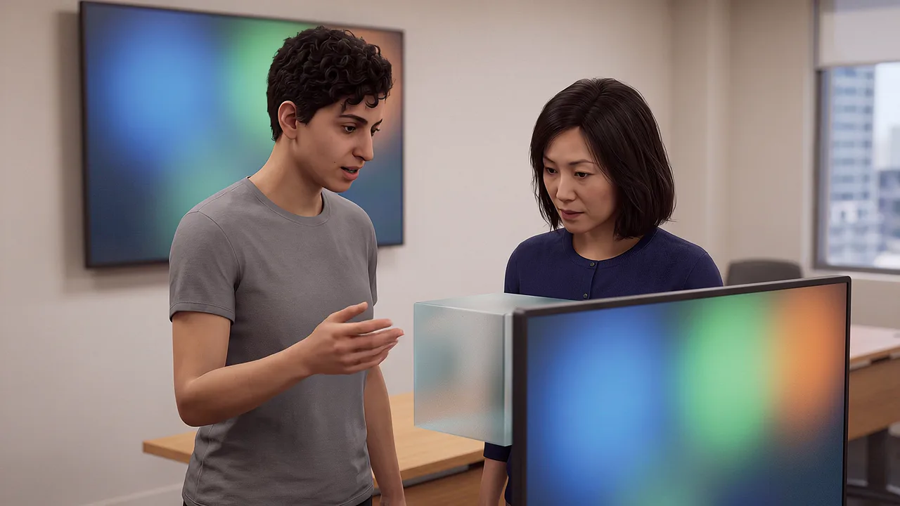 Two people display an object partly hidden. A VR training scenario for VR vs AR vs MR differences.