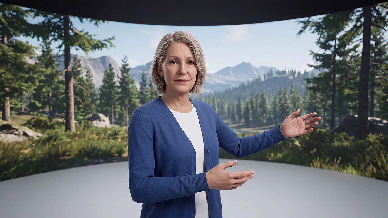 A facilitator stands at the centre. A VR training scenario for what is virtual reality.
