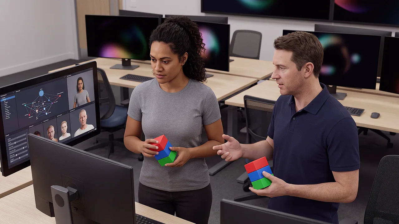 Developers compare two matching figures. A rapid prototyping scenario for fast builds, from idea to working product.