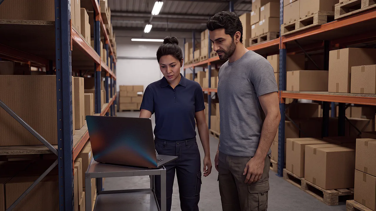 Two people review panoramic bands on a laptop. A VR training scenario for virtual reality training and simulation.