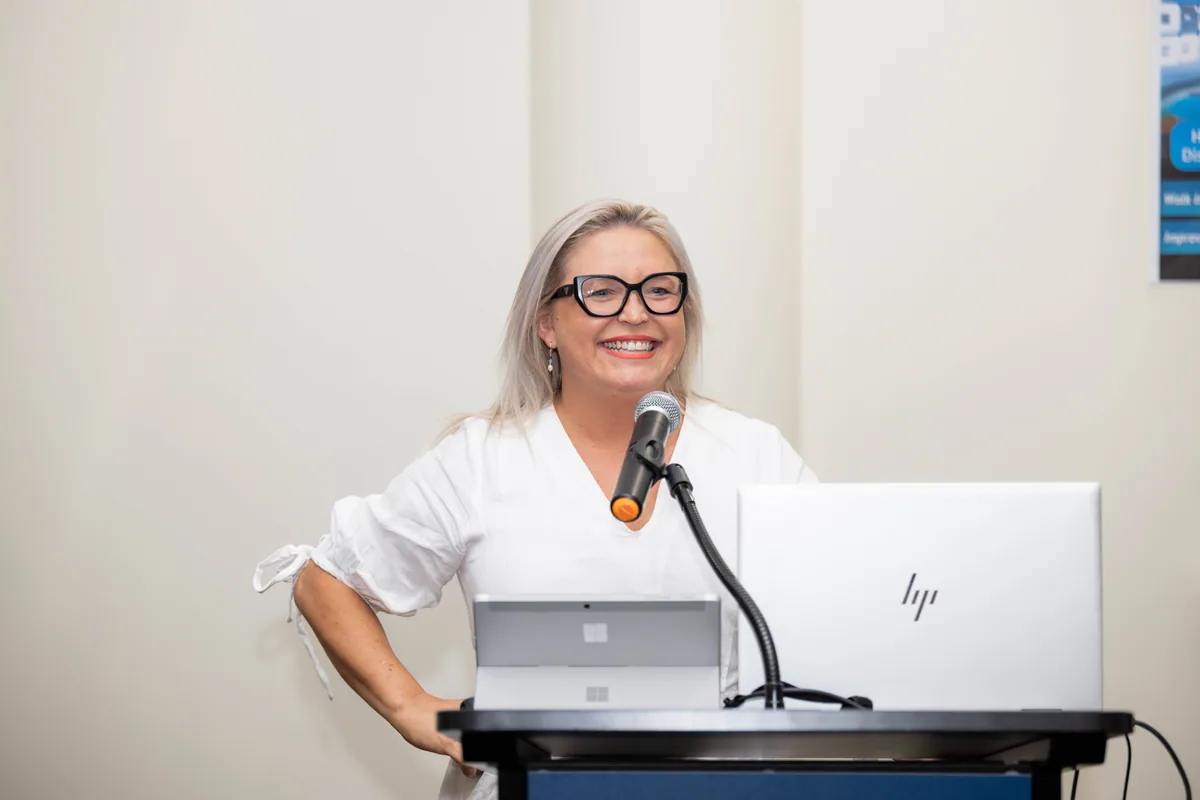 A pause in the opening remarks. PTR VR Library public launch at Smart Precinct NQ, Townsville, 18 July 2024.