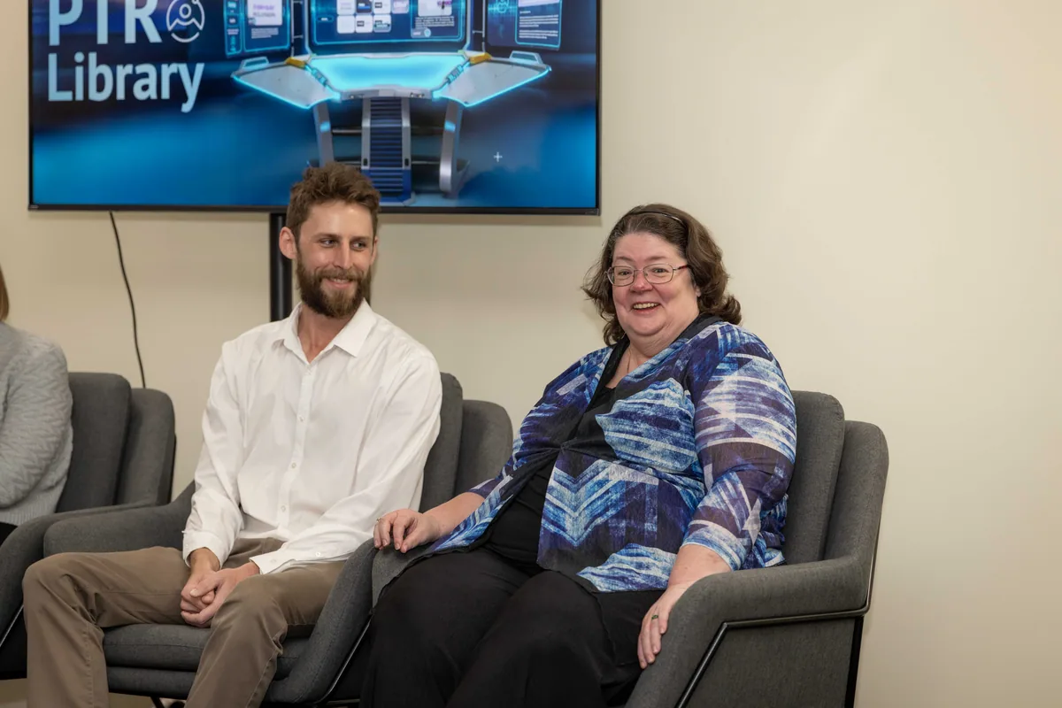 Two panellists during the discussion. PTR VR Library public launch at Smart Precinct NQ, Townsville, 18 July 2024.