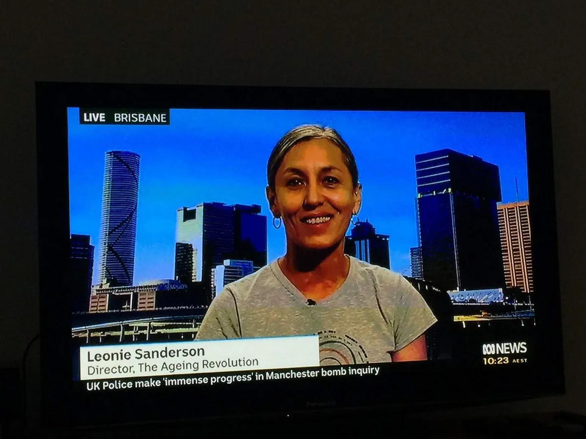 Leonie Sanderson live on ABC News from Brisbane, speaking about the aged-care VR trials.